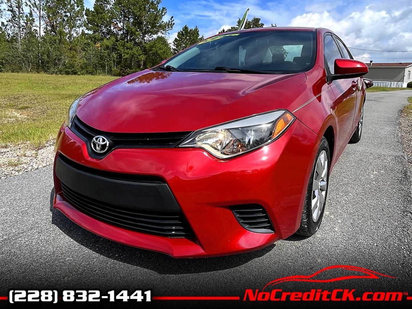 2014 Red Toyota Corolla L 4-Speed AT (2T1BURHE5EC) with an 1.8L L4 DOHC 16V engine, 4-Speed Automatic transmission, located at 18001 Kellogg Rd, Saucier, MS, 39574, (228) 832-1441, 139.421463, -76.641457 - ""GREAT PRICE!! "" 2014 TOYOTA COROLLA LE All you need is proof of income, proof of residence, valid drivers license and insurance! No credit check ever!! Only $995 DN - or buy it outright for $8,395. – TOYOTA Strong! - 1.8L DOHC 16V – Runs GREAT - Just Serviced! – CARFAX Great Value! - Photo#0