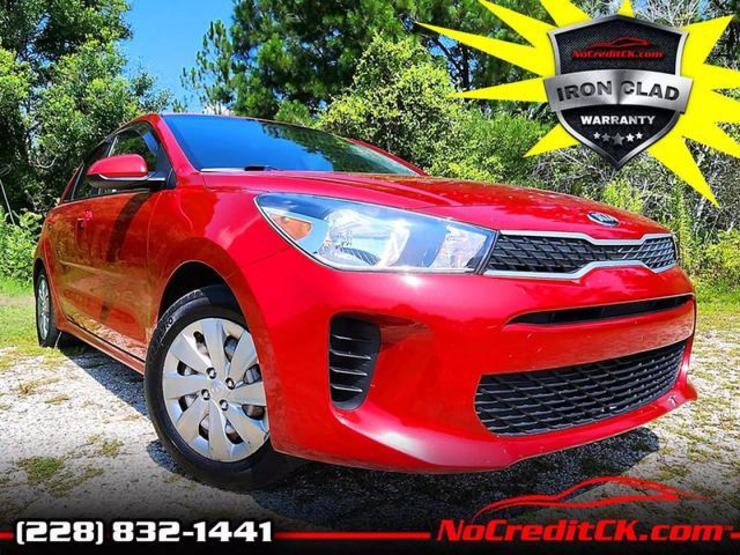 2018 Red /Black Kia Rio LX Hatchback 4D (3KPA25AB4JE) with an 1.6L L4 DOHC 16V engine, Automatic, 6-Spd transmission, located at 18001 Kellogg Rd, Saucier, MS, 39574, (228) 832-1441, 139.421463, -76.641457 - Photo#0