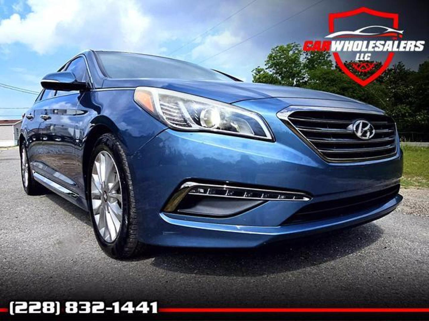 2015 Blue /Beige Hyundai Sonata Limited Sedan 4D (5NPE34AF6FH) with an 2.4L L4 DOHC 16V engine, Auto, 6-Spd w/Shiftronic and Drive Mode Select transmission, located at 18001 Kellogg Rd, Saucier, MS, 39574, (228) 832-1441, 139.421463, -76.641457 - Photo#0