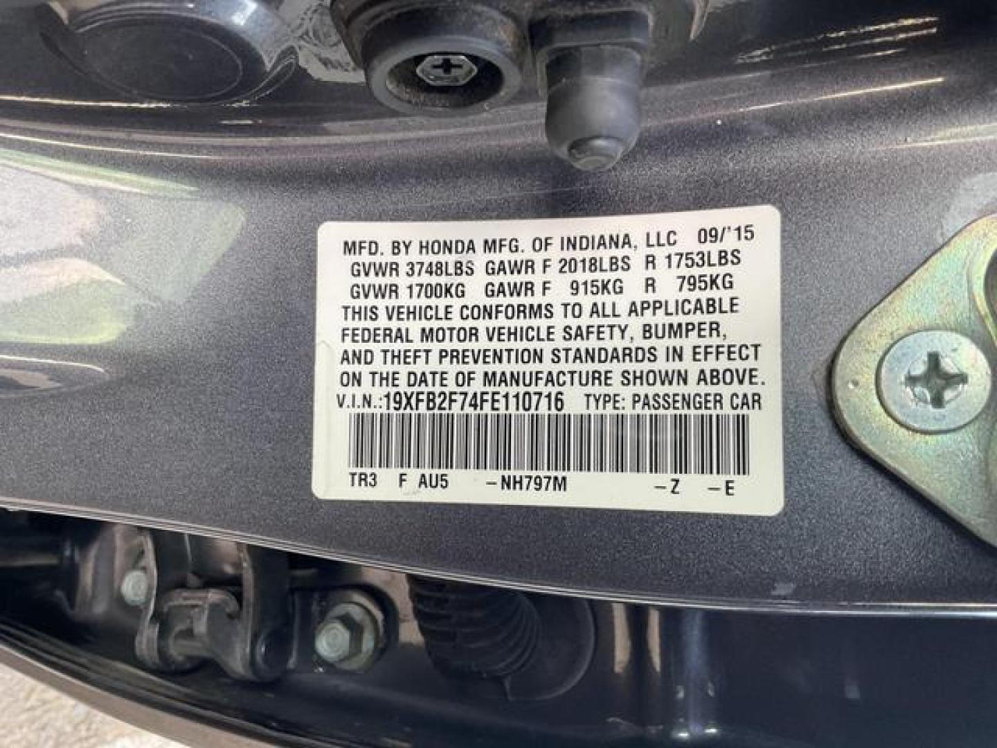 2015 Gray /Black Honda Civic SE Sedan 4D (19XFB2F74FE) , Automatic, CVT transmission, located at 18001 Kellogg Rd, Saucier, MS, 39574, (228) 832-1441, 39.421459, -76.641457 - **Dealer Statement: The Trade Store offers the nicest previously owned inventory you'll find of cars, vans, trucks and more. We offer many banks, credit unions and special financing options to fit your needs regardless of your credit, as well as sourcing of specific vehicles for qualified custom - Photo#20