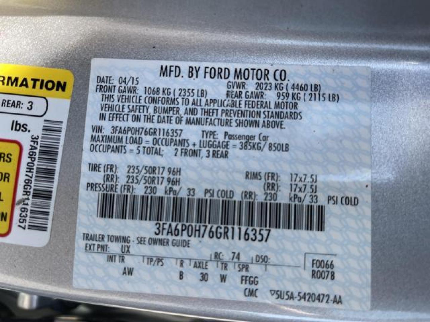 2016 Silver /Black Ford Fusion SE Sedan 4D (3FA6P0H76GR) , Auto, 6-Spd SelectShift transmission, located at 18001 Kellogg Rd, Saucier, MS, 39574, (228) 832-1441, 39.421459, -76.641457 - Photo#20