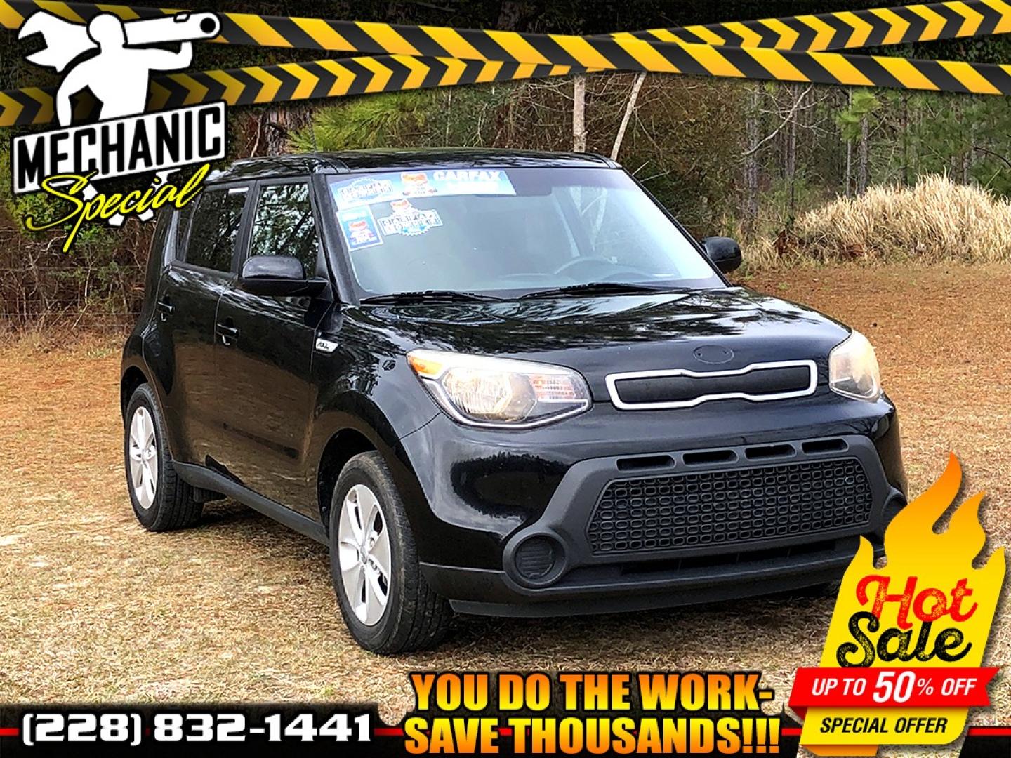 2015 Black Kia Soul Base (KNDJN2A20F7) with an 1.6L L4 DOHC 16V engine, Automatic transmission, located at 18001 Kellogg Rd, Saucier, MS, 39574, (228) 832-1441, 39.421459, -76.641457 - Photo#0